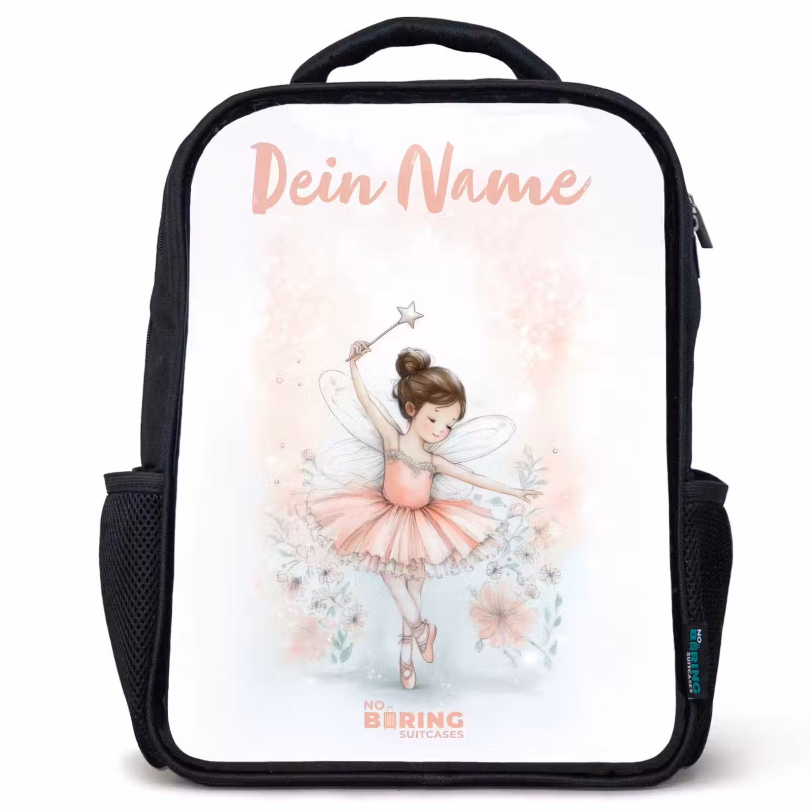 Kinderrucksack mit Namen - Schwarz - Ballerina - Elfe - Fee — 1
