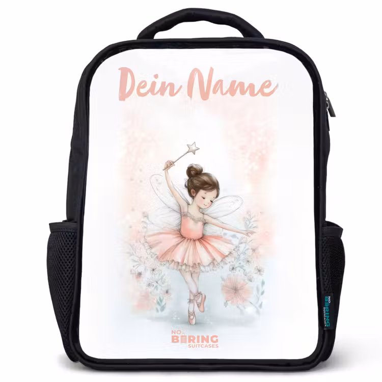 Kinderrucksack mit Namen - Schwarz - Ballerina - Elfe - Fee — 1