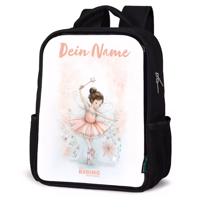 Kinderrucksack mit Namen - Schwarz - Ballerina - Elfe - Fee — 4