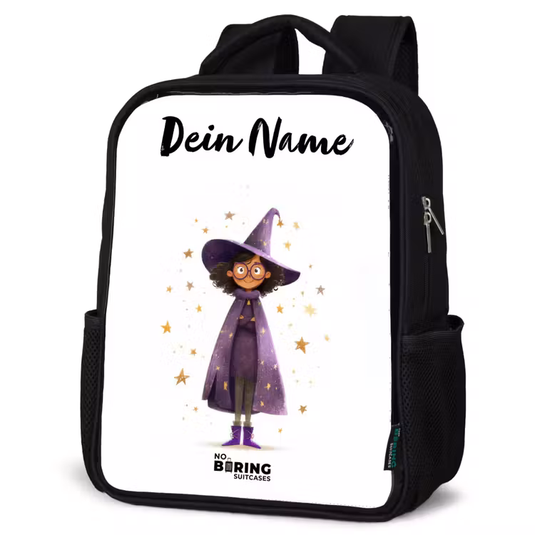 Kinderrucksack mit Namen - Schwarz - Der violette Umhang des Zauberers — 4