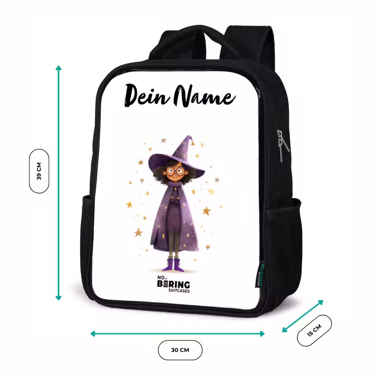 Kinderrucksack mit Namen - Schwarz - Der violette Umhang des Zauberers — 6