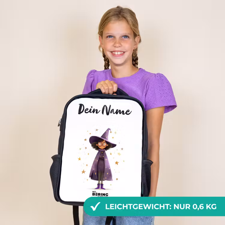 Kinderrucksack mit Namen - Schwarz - Der violette Umhang des Zauberers — 7