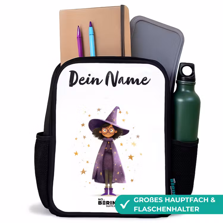 Kinderrucksack mit Namen - Schwarz - Der violette Umhang des Zauberers — 8