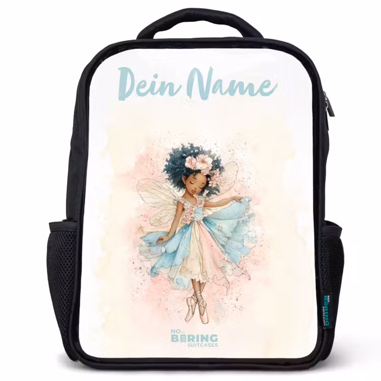 Kinderrucksack mit Namen - Schwarz - Elf - Ballett - Farbenfroh — 1