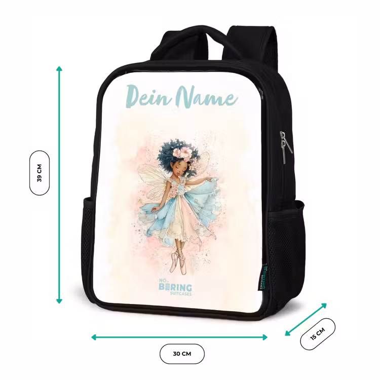 Kinderrucksack mit Namen - Schwarz - Elf - Ballett - Farbenfroh — 6
