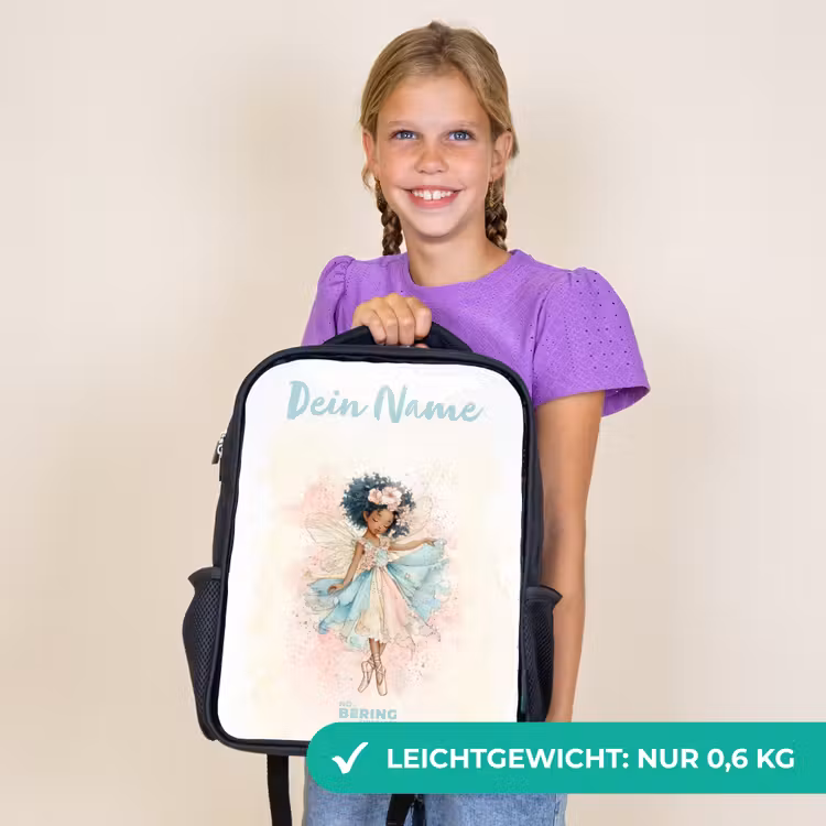 Kinderrucksack mit Namen - Schwarz - Elf - Ballett - Farbenfroh — 7