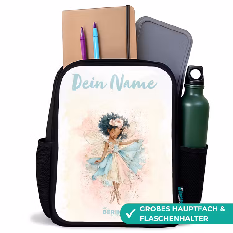 Kinderrucksack mit Namen - Schwarz - Elf - Ballett - Farbenfroh — 8