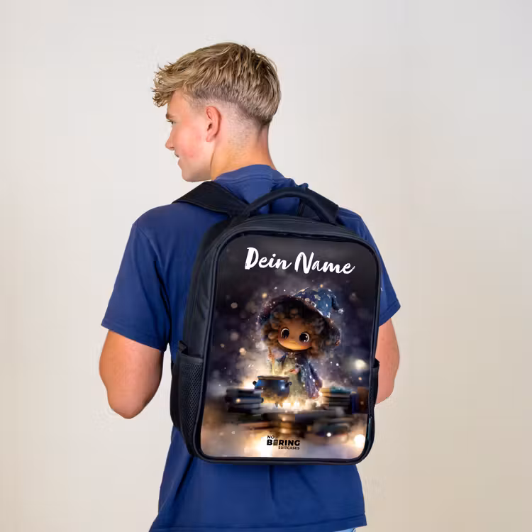Kinderrucksack mit Namen - Schwarz - Magische Nacht der Magie — 3