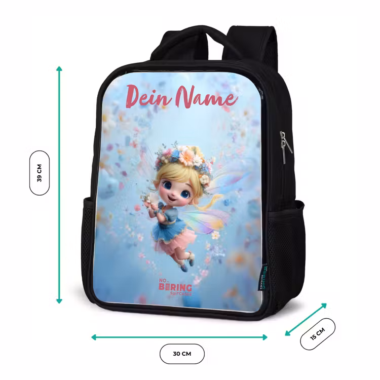Kinderrucksack mit Namen - Schwarz - Schmetterling Fee in Flower Air — 6