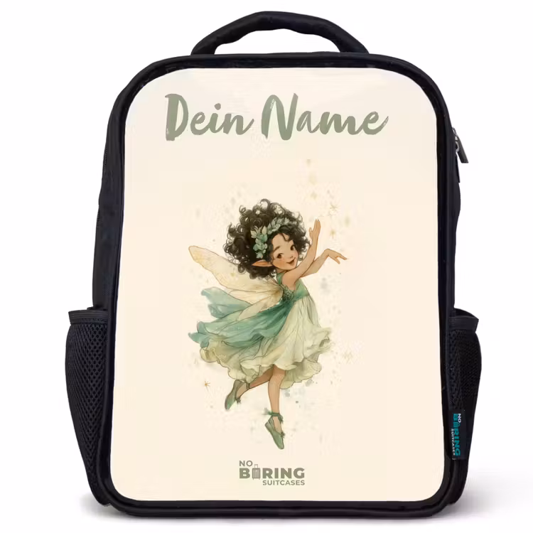 Kinderrucksack mit Namen - Schwarz - Tanzende Waldfee — 1