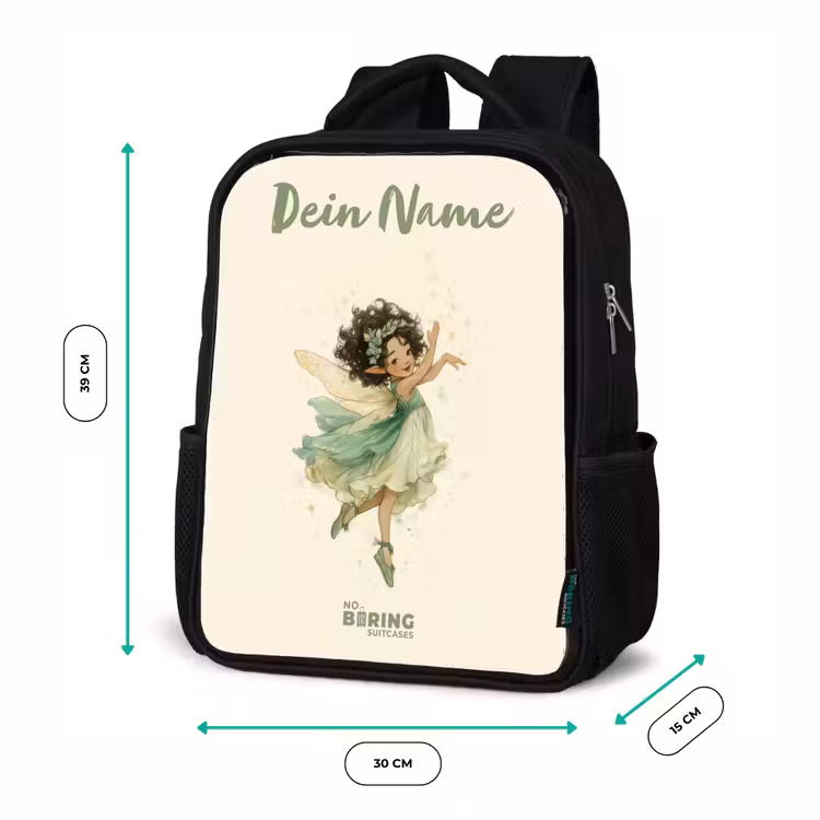 Kinderrucksack mit Namen - Schwarz - Tanzende Waldfee — 6