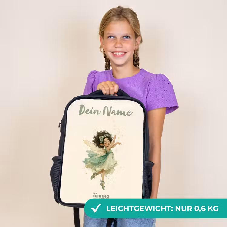 Kinderrucksack mit Namen - Schwarz - Tanzende Waldfee — 7