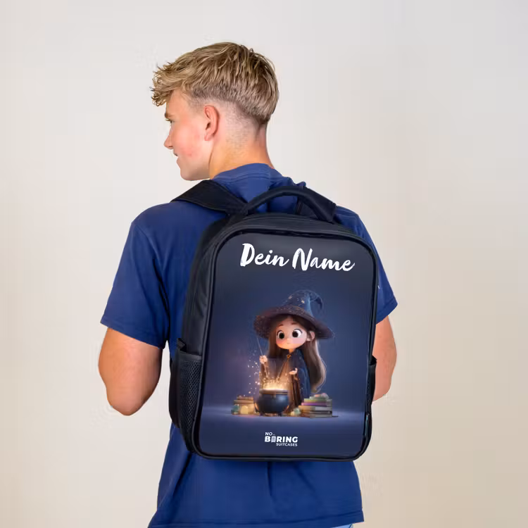 Kinderrucksack mit Namen - Schwarz - Verwunschenes Mädchen mit Kessel — 3