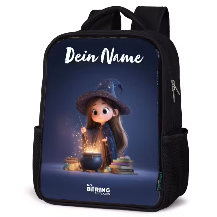 Kinderrucksack mit Namen - Schwarz - Verwunschenes Mädchen mit Kessel — 4