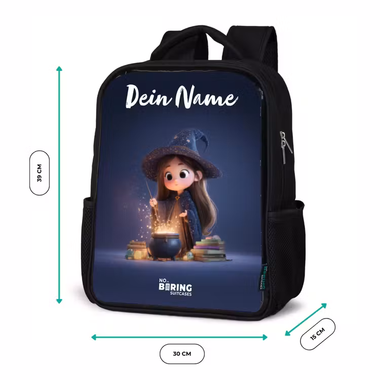 Kinderrucksack mit Namen - Schwarz - Verwunschenes Mädchen mit Kessel — 6