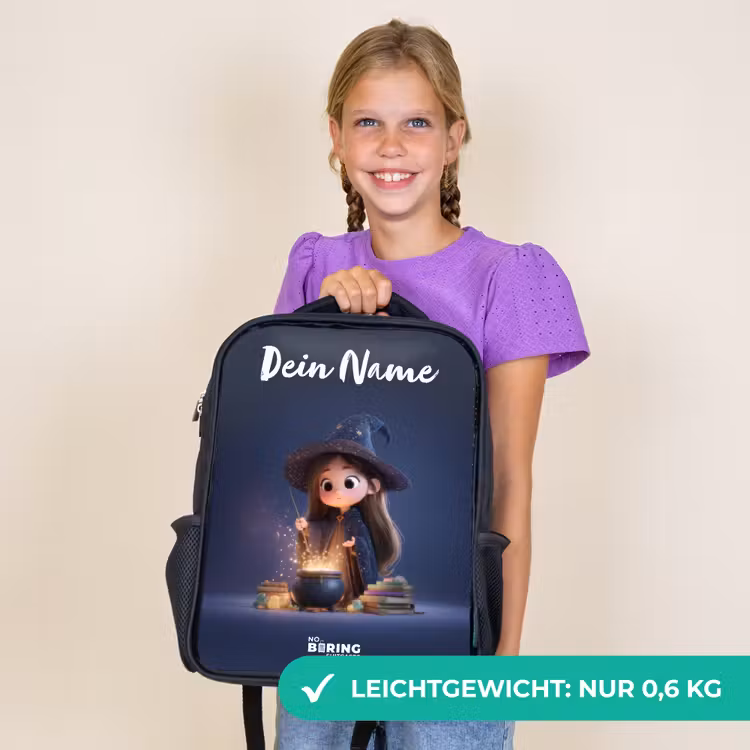 Kinderrucksack mit Namen - Schwarz - Verwunschenes Mädchen mit Kessel — 7