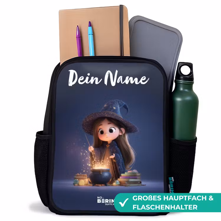 Kinderrucksack mit Namen - Schwarz - Verwunschenes Mädchen mit Kessel — 8