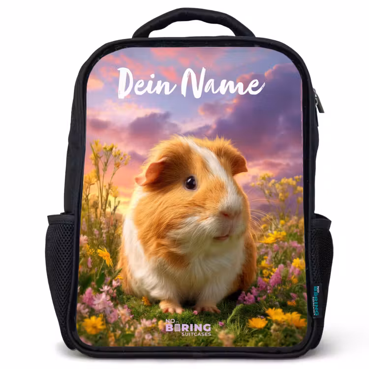 Kinderrucksack mit Namen - Schwarz - Meerschweinchen - Natur - Tier — 1