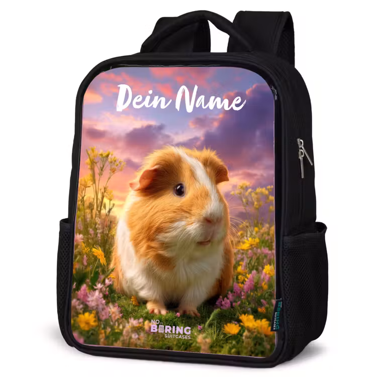 Kinderrucksack mit Namen - Schwarz - Meerschweinchen - Natur - Tier — 4