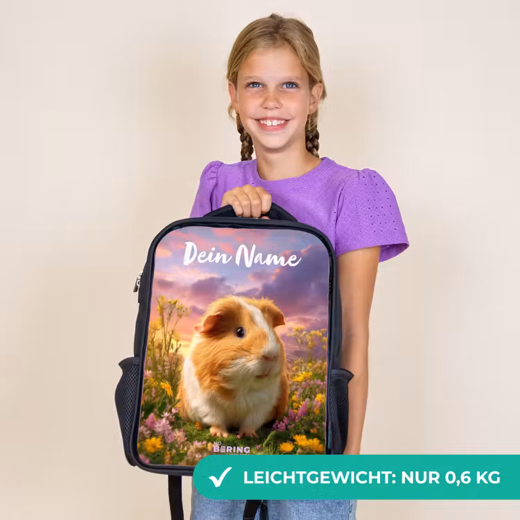 Kinderrucksack mit Namen - Schwarz - Meerschweinchen - Natur - Tier — 7