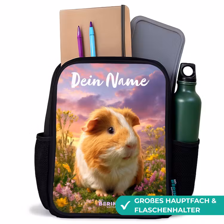 Kinderrucksack mit Namen - Schwarz - Meerschweinchen - Natur - Tier — 8