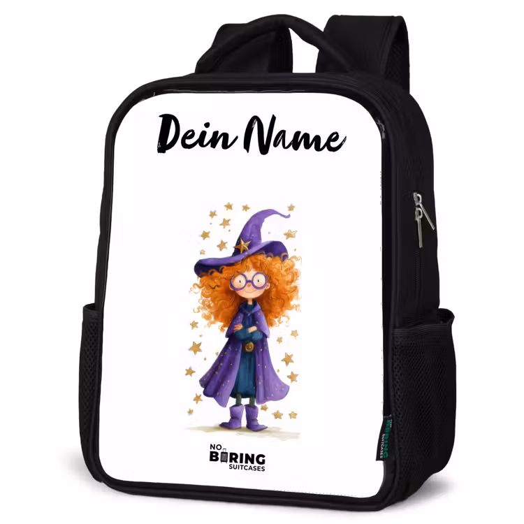 Kinderrucksack mit Namen - Schwarz - Sternenzauber mit Locken — 4