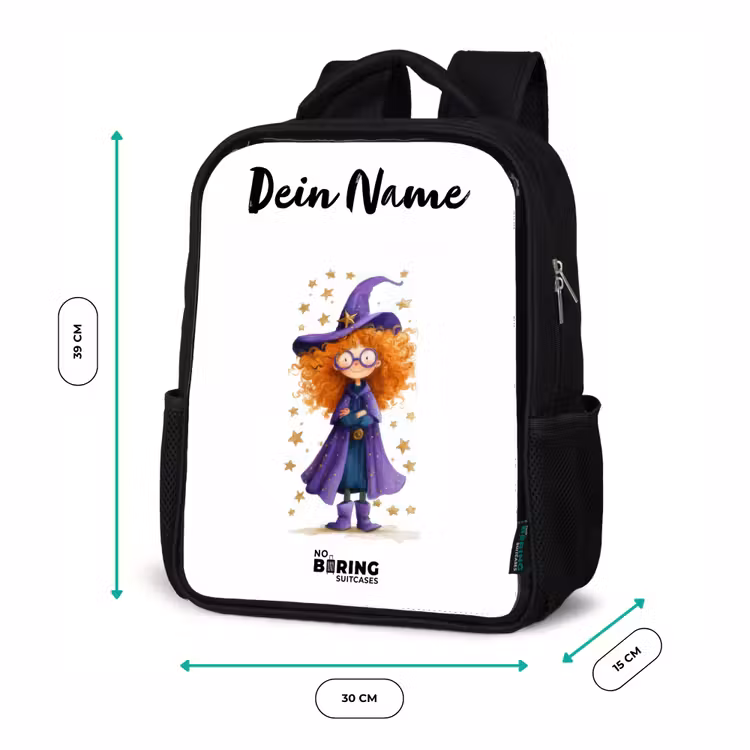 Kinderrucksack mit Namen - Schwarz - Sternenzauber mit Locken — 6