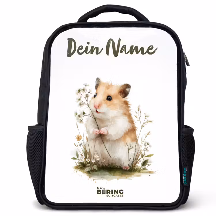 Kinderrucksack mit Namen - Schwarz - Tier - Natur - Hamster — 1