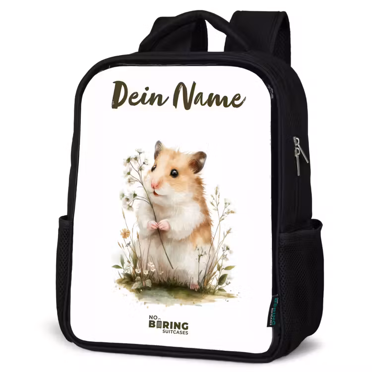 Kinderrucksack mit Namen - Schwarz - Tier - Natur - Hamster — 4