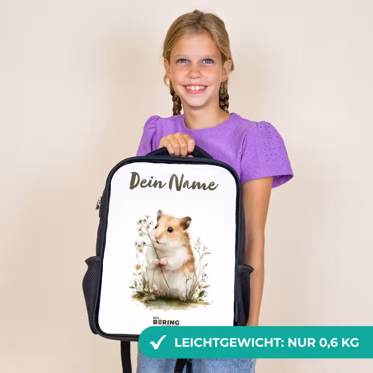 Kinderrucksack mit Namen - Schwarz - Tier - Natur - Hamster — 7