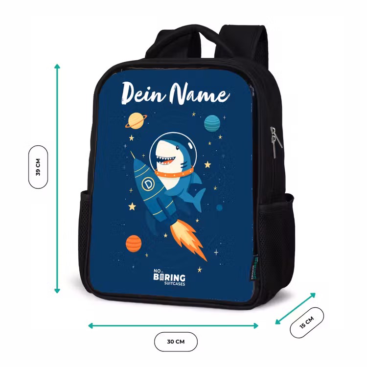 Kinderrucksack mit Namen - Schwarz - Tier - Weltraum - Planet - Rakete — 6