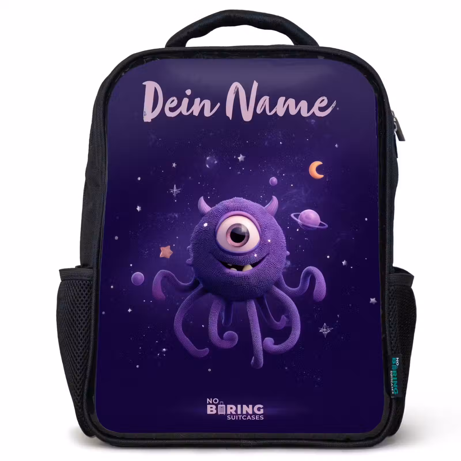 Kinderrucksack mit Namen - Schwarz - Kosmisches Tentakelmonster — 1