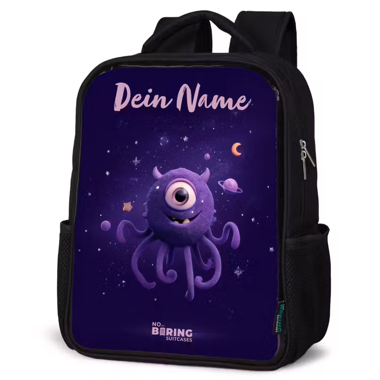 Kinderrucksack mit Namen - Schwarz - Kosmisches Tentakelmonster — 4