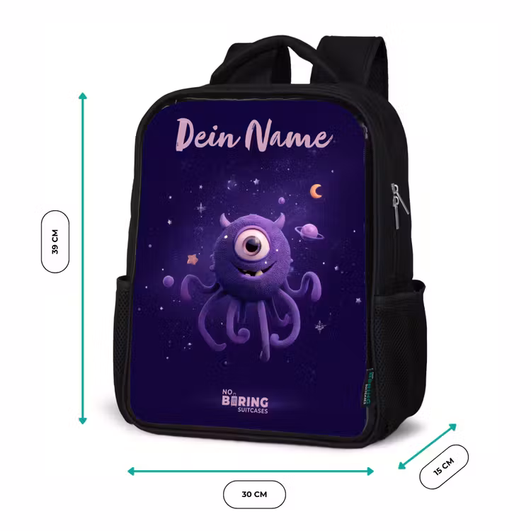 Kinderrucksack mit Namen - Schwarz - Kosmisches Tentakelmonster — 6