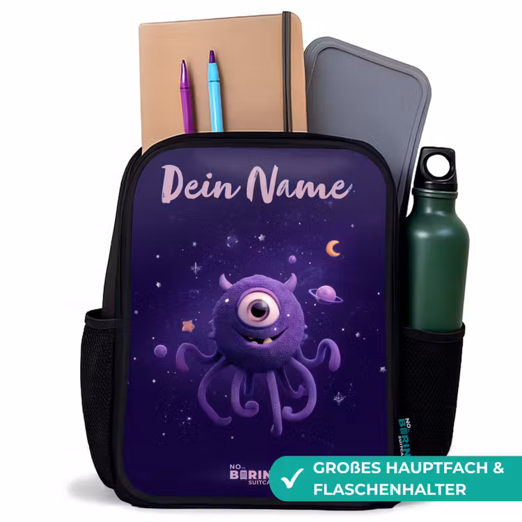 Kinderrucksack mit Namen - Schwarz - Kosmisches Tentakelmonster — 8