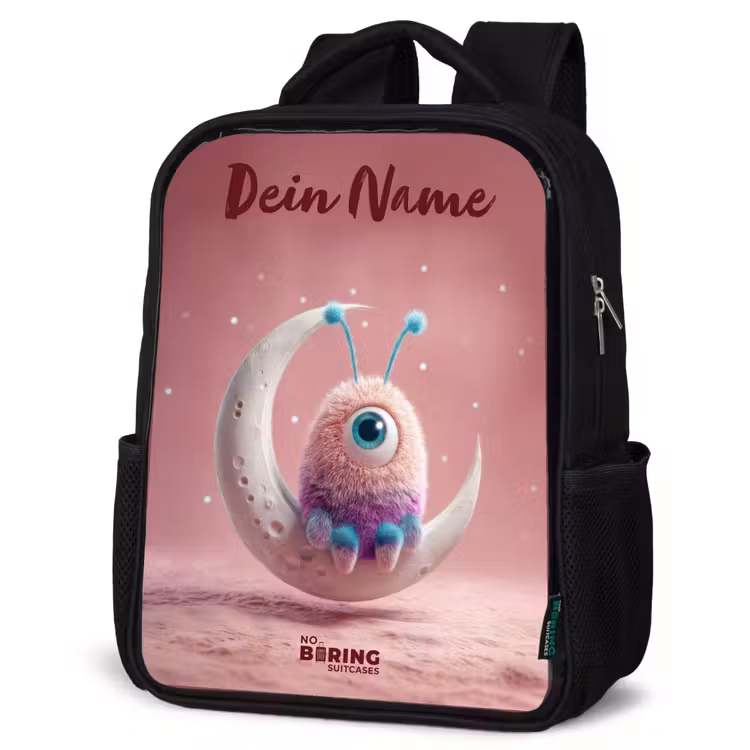 Kinderrucksack mit Namen - Schwarz - Mondwippe mit Fluffy Weasel — 4