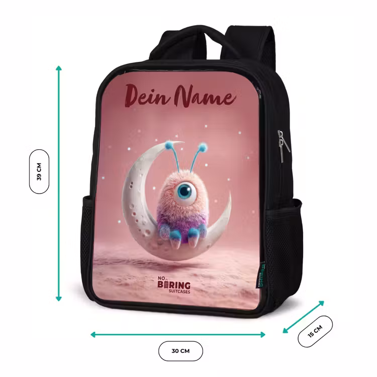 Kinderrucksack mit Namen - Schwarz - Mondwippe mit Fluffy Weasel — 6