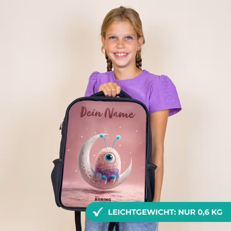 Kinderrucksack mit Namen - Schwarz - Mondwippe mit Fluffy Weasel — 7