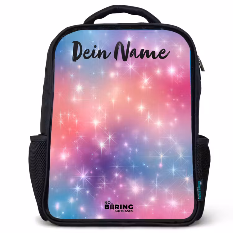 Kinderrucksack mit Namen - Schwarz - Sterne - Abstrakt - Farben — 1