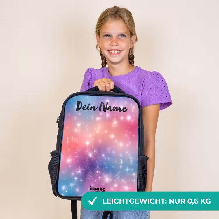 Kinderrucksack mit Namen - Schwarz - Sterne - Abstrakt - Farben — 7