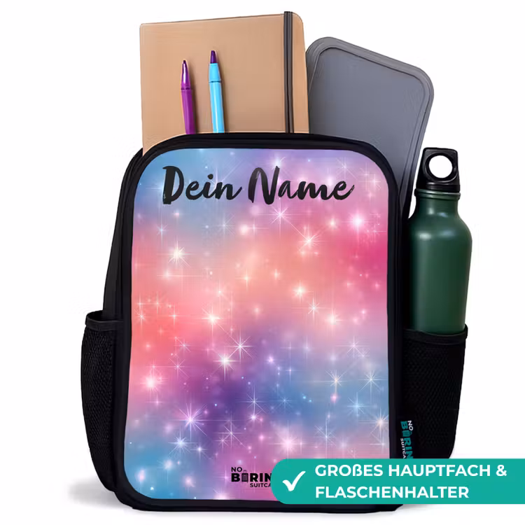 Kinderrucksack mit Namen - Schwarz - Sterne - Abstrakt - Farben — 8
