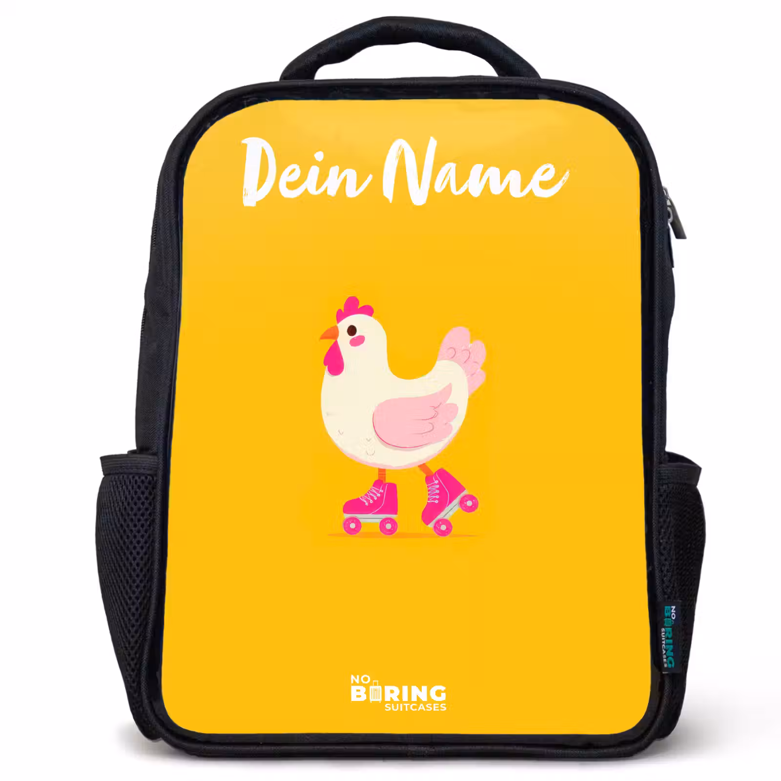 Kinderrucksack mit Namen - Schwarz - Kip - Rollschuhe - Gelb — 1