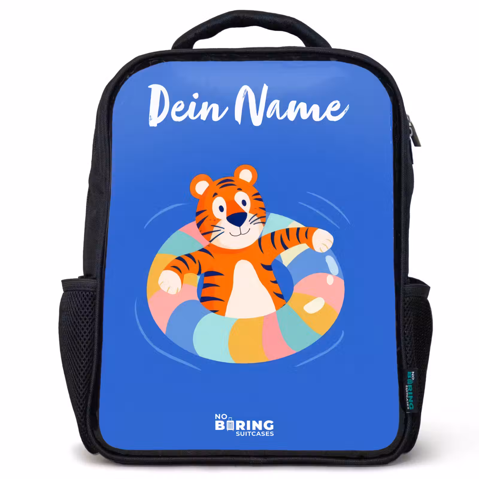 Kinderrucksack mit Namen - Schwarz - Tiger - Schwimmband - Wasser — 1