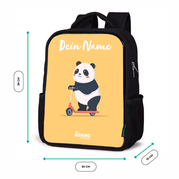 Kinderrucksack mit Namen - Schwarz - Panda - Stufe - Gelb — 6