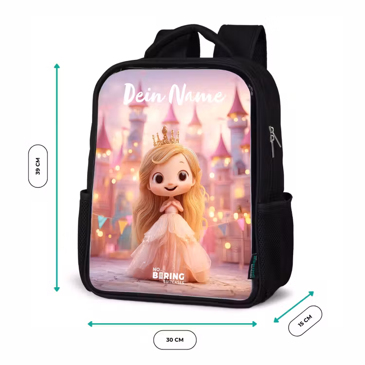Kinderrucksack mit Namen - Schwarz - Prinzessin - Rosa - Schloss — 6