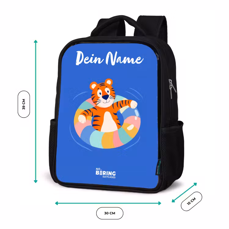 Kinderrucksack mit Namen - Schwarz - Tiger - Schwimmband - Wasser — 6
