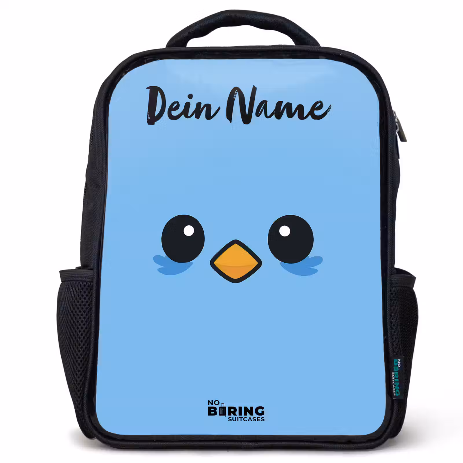 Kinderrucksack mit Namen - Schwarz - Kawai - Vogel - Blau — 1