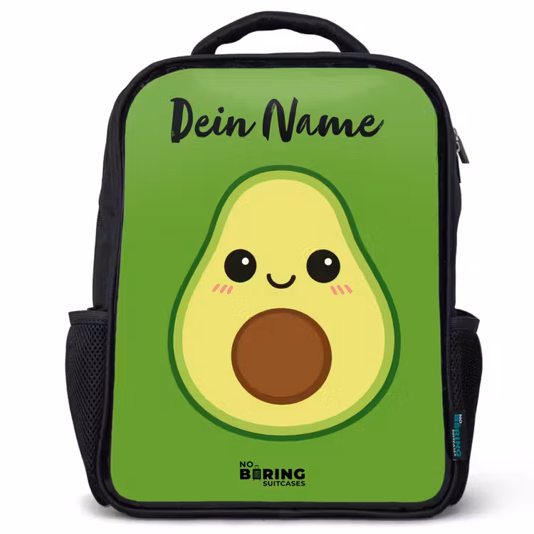 Kinderrucksack mit Namen - Schwarz - Kawai - Avocado - Grün — 1