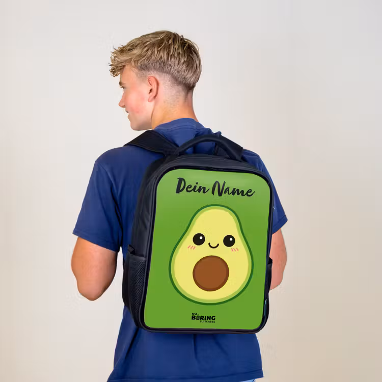 Kinderrucksack mit Namen - Schwarz - Kawai - Avocado - Grün — 3