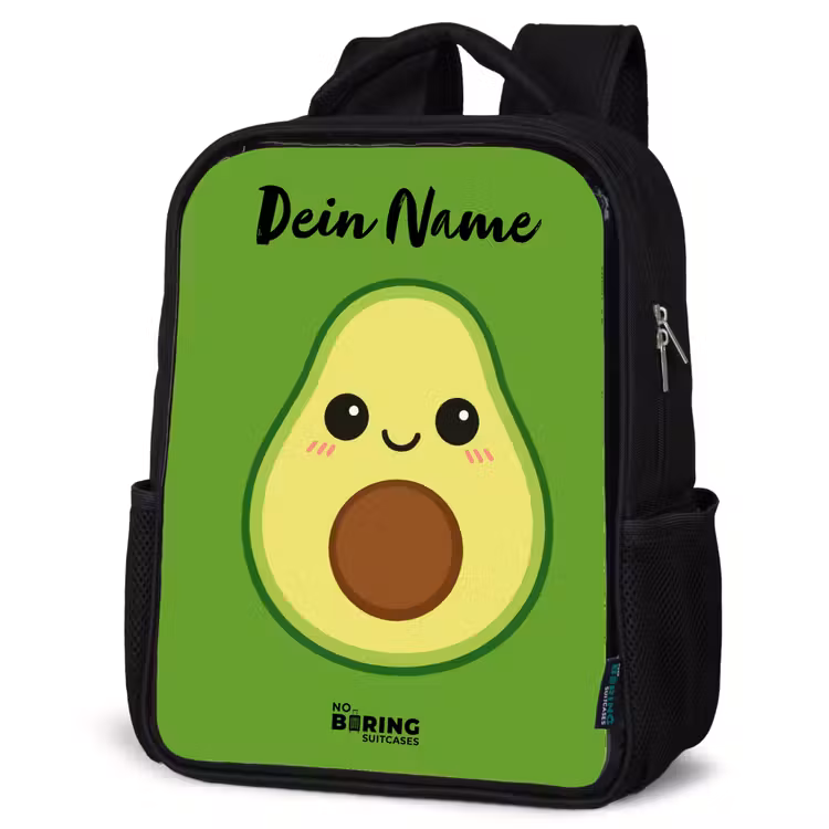 Kinderrucksack mit Namen - Schwarz - Kawai - Avocado - Grün — 4